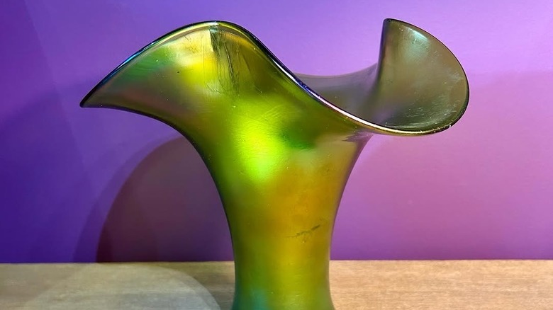 iridescent green-blue Loetz vase