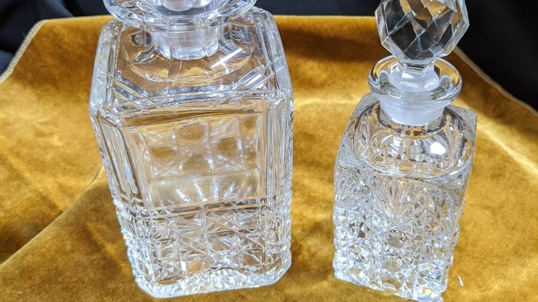 two crystal decanters