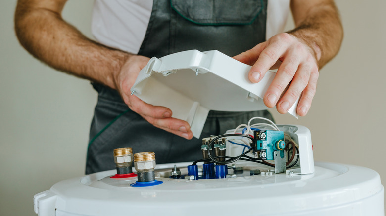 Inspecting electrical connections on a water heater