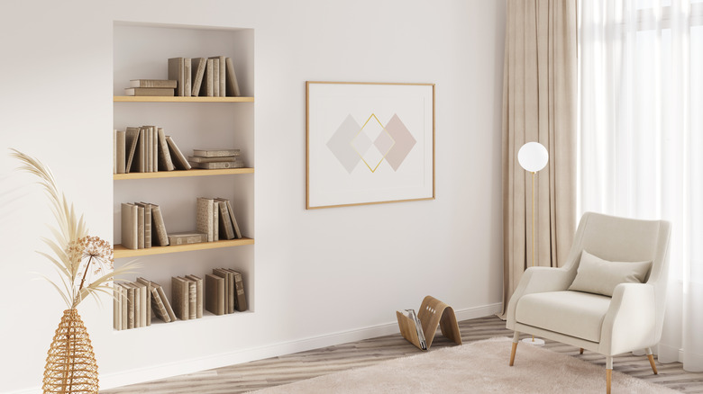 bookshelf wall niche in modern sitting room