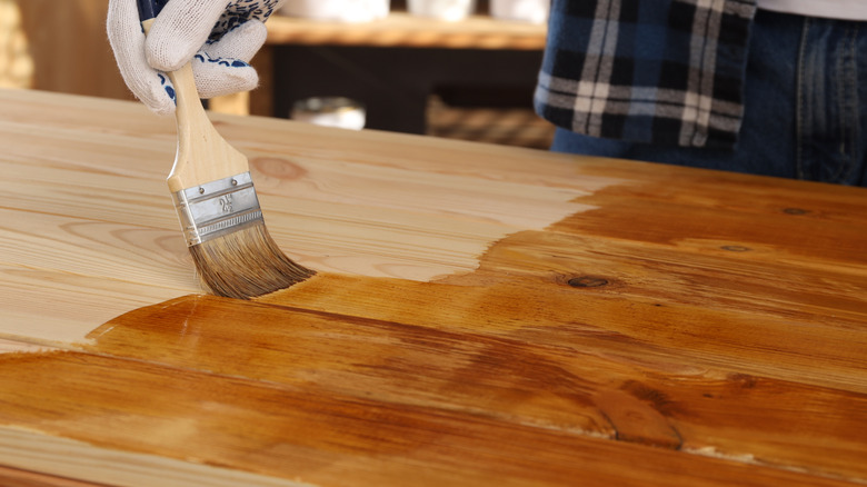 Brushing on an oil stain