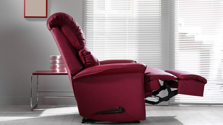 red recliner in living room