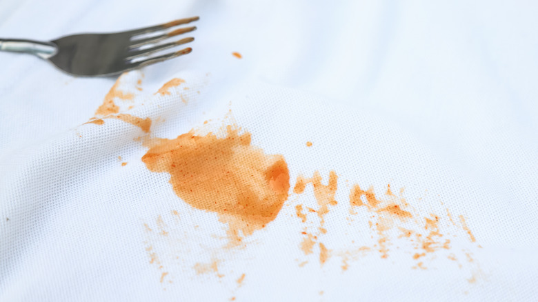 food stain on a white shirt