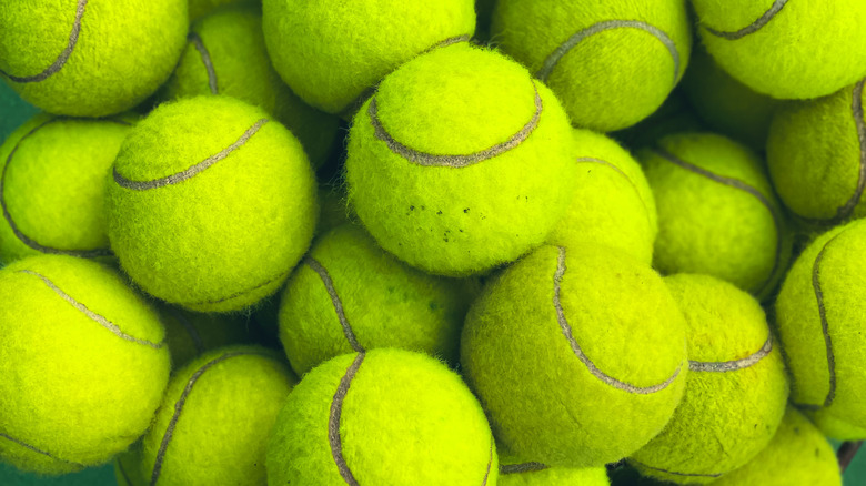Tennis balls in a basket