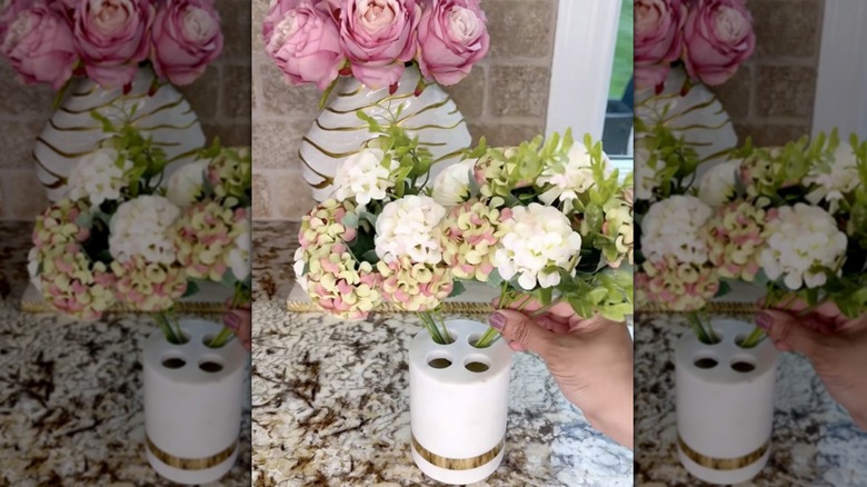 Using toothbrush holder as vase
