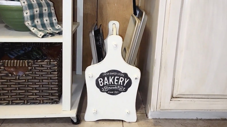 DIY magazine rack bakeware storage