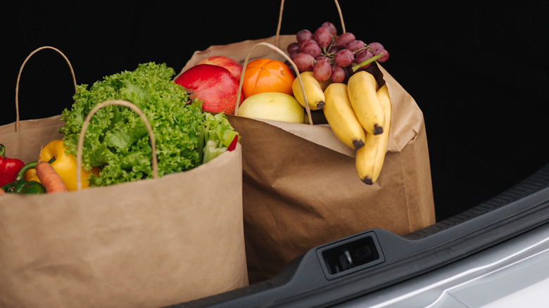 paper bags in car trunk