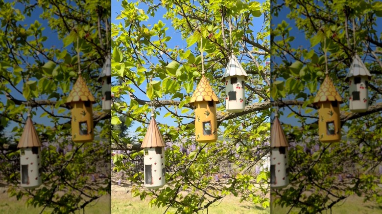 DIY aluminum can birdhouse decor