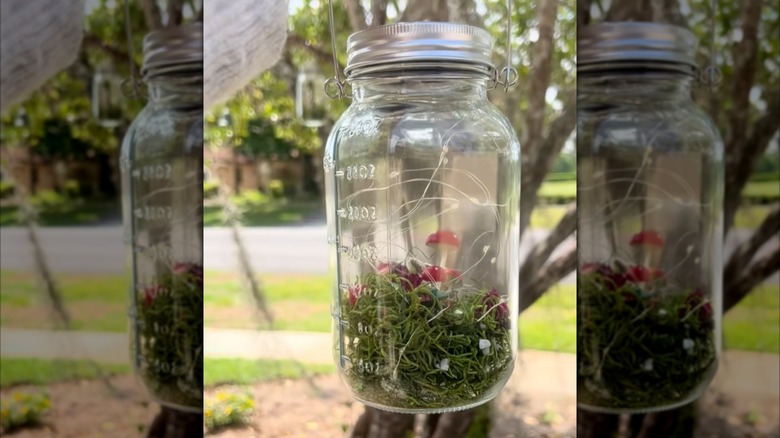 Fairy garden light jar DIY using a mason jar