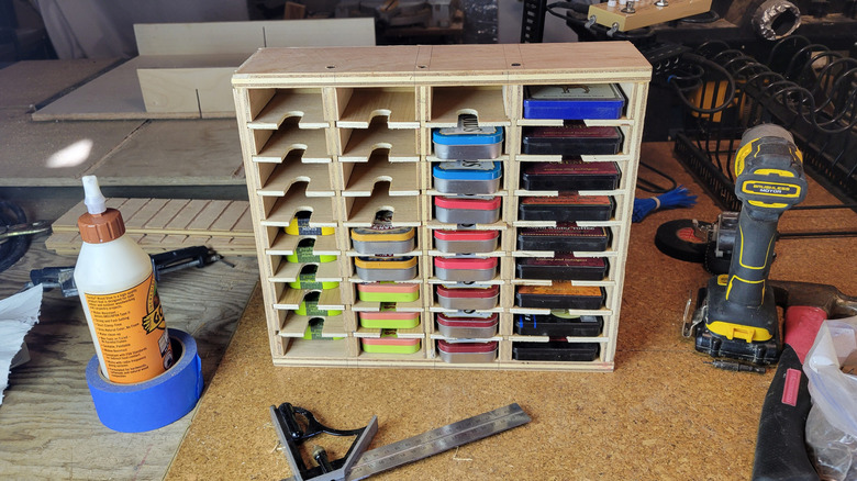The finished mint tin shelf