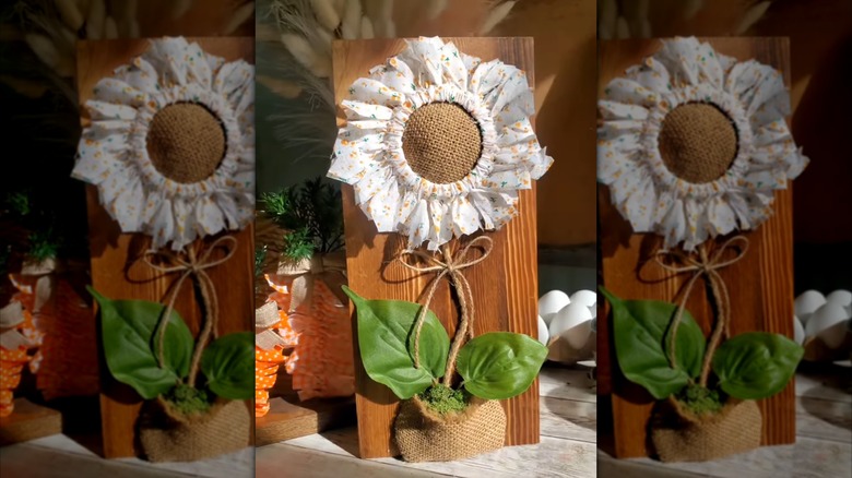 A mason jar lid transformed into a pretty piece of patio decor.