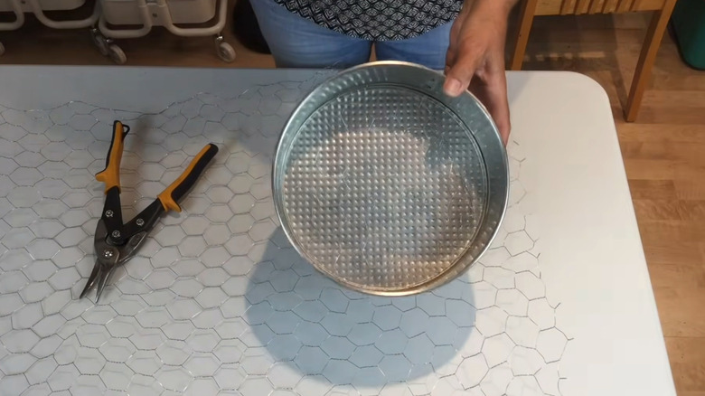 A woman holding a pie pan