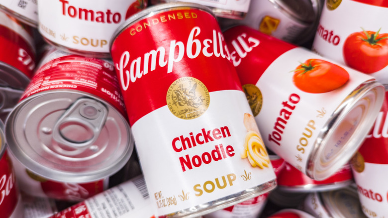 Pile of Campbell's soup cans