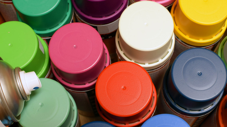 colorful spray paint lids