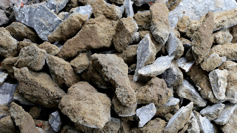 A closeup of crushed concrete, a landscaping alternative.