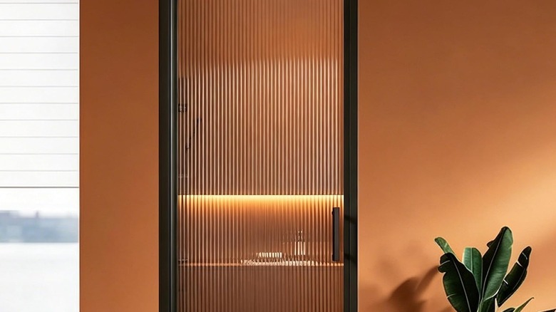 The Morvano reeded glass shower door.