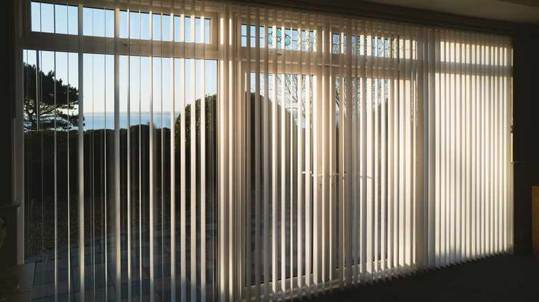 vertical blinds on a sliding glass door
