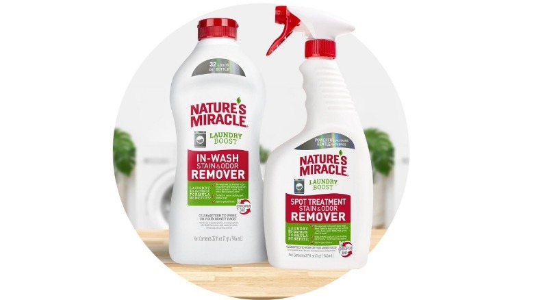 Bottles of Nature's Miracle enzyme-based stain treatments