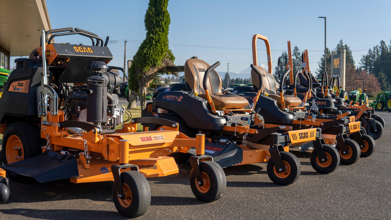 lineup of scag mowers