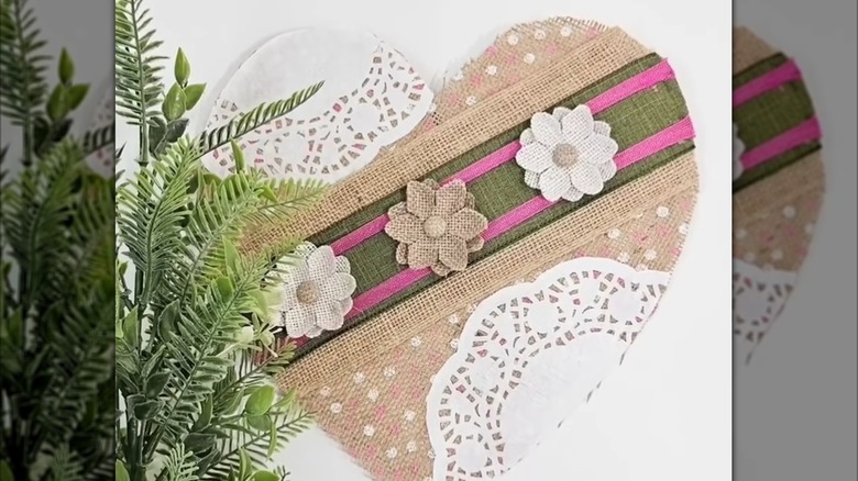 DIY springtime decor made from Dollar Tree heart and doilies