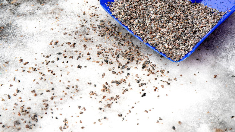 A mess of snow and gravel mixed together