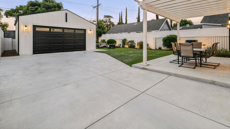 Concrete patio and driveway