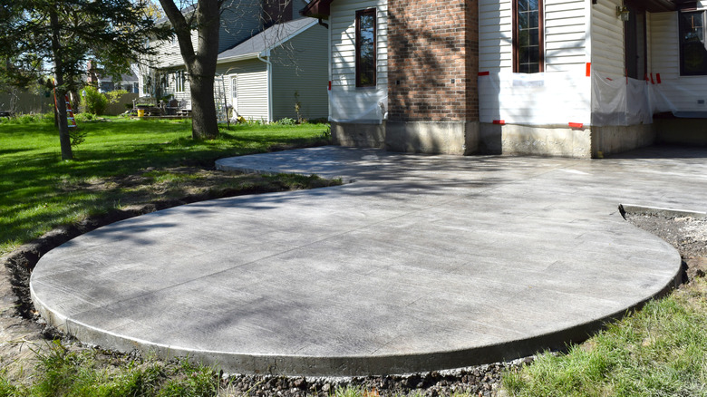 Newly installed concrete patio