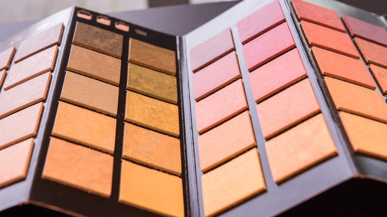 Samples of linoleum tile colors in a design store.