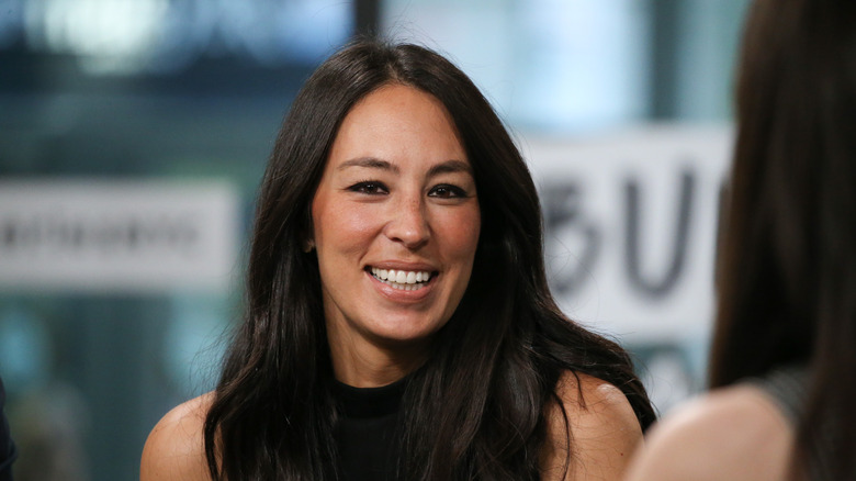 Joanna Gaines during an interview looking in camera's direction.