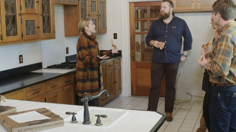 Erin Napier discussing a remodel in a kitchen