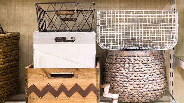 Variety of storage baskets