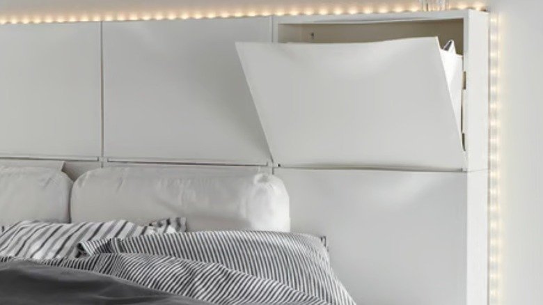 TRONES shoe cabinets behind a bed