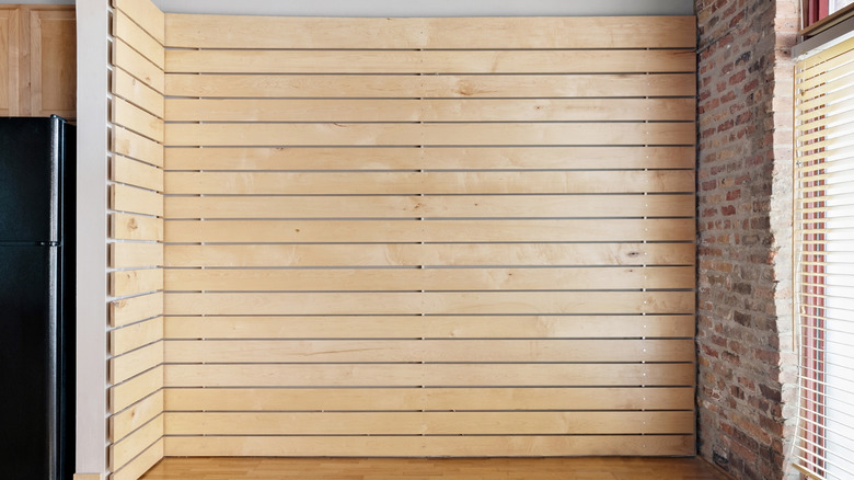 Oak slat accent wall