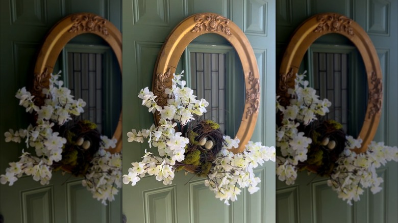 Old vintage frame turned into wreath alternative