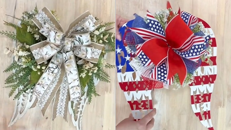 Neutral and patriotic angel wing door hangers