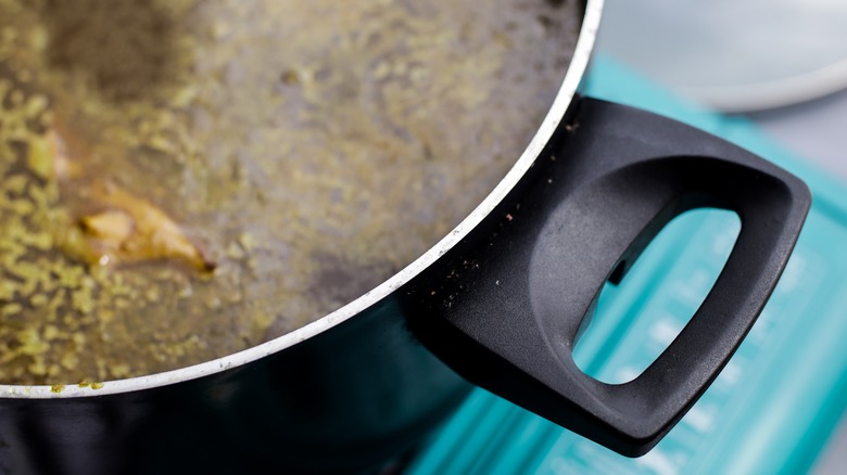 soup cooking inside a pot