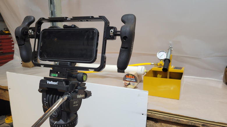 Preparing a camera phone to record testing