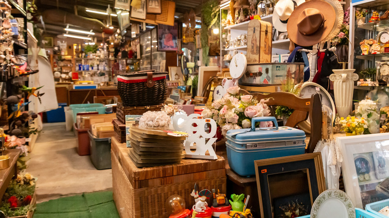 Packed second hand thrift store