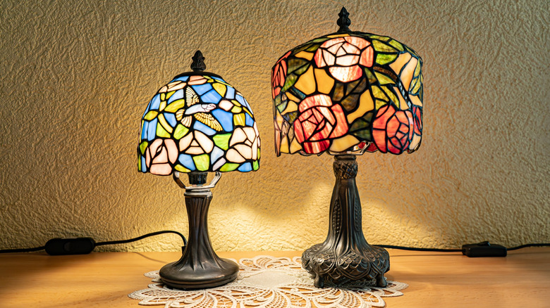 Colorful and glowing Tiffany lamps