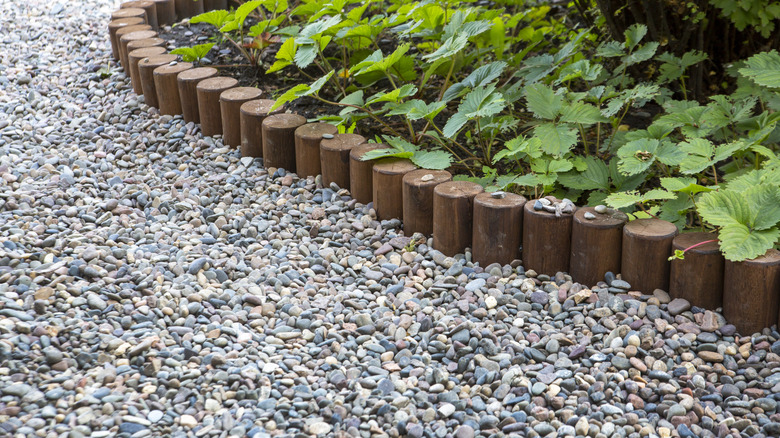 decorative edging on a gravel path