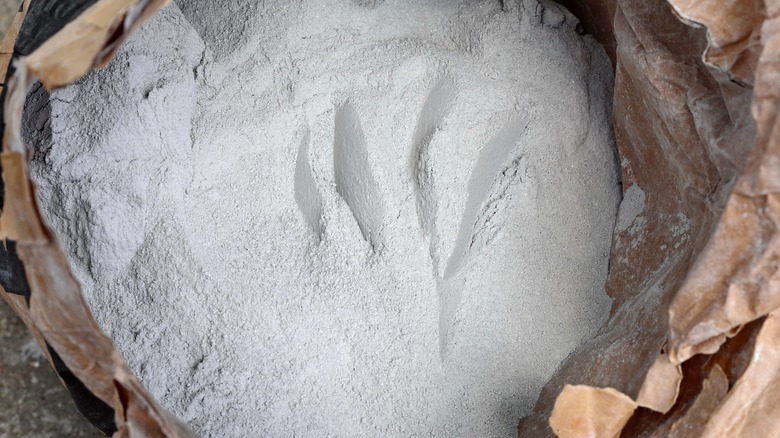 open bag of cement powder