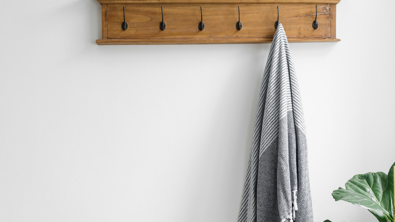 a blanket on a hook
