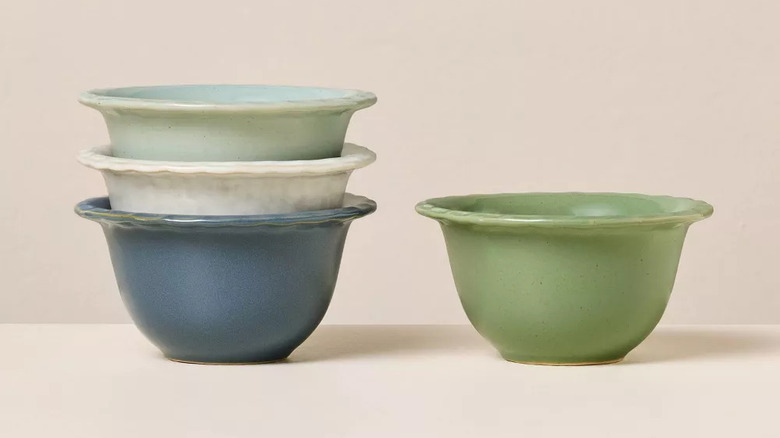 set of four pinched edge mini bowls