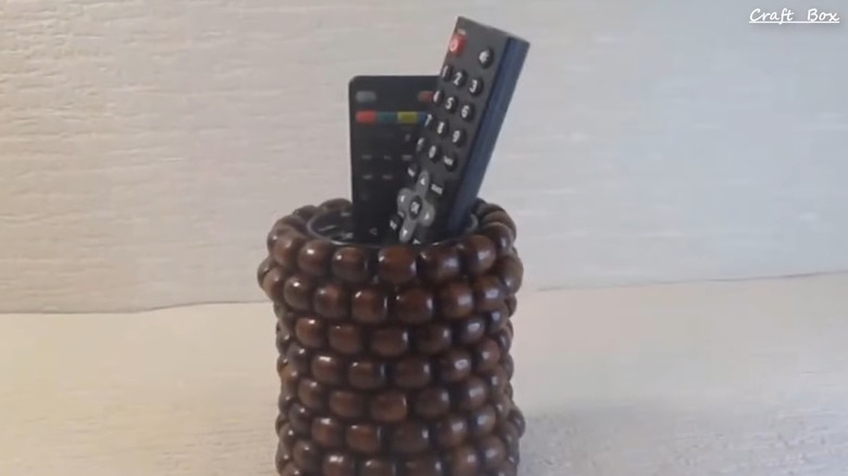 DIY beaded container for TV remote controls