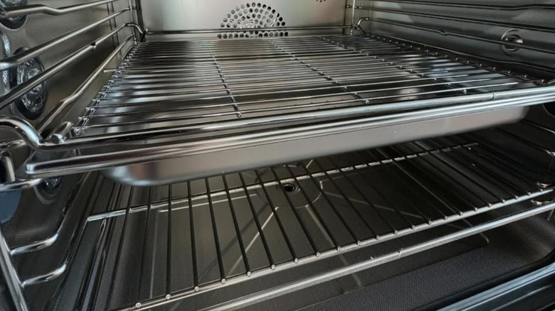 clean stainless steel oven racks in oven