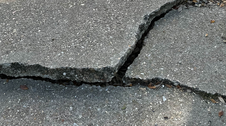 full thickness cracked concrete