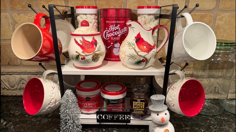 Holiday-themed coffee mug rack