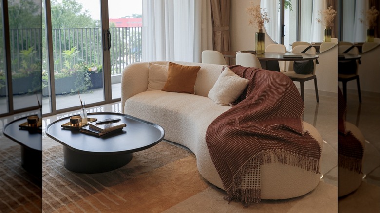 Curvy couch in a modern living room