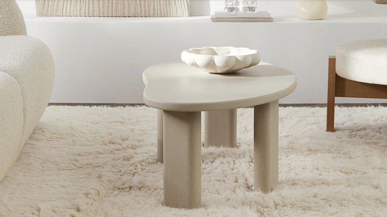 Modern white coffee table in a living room