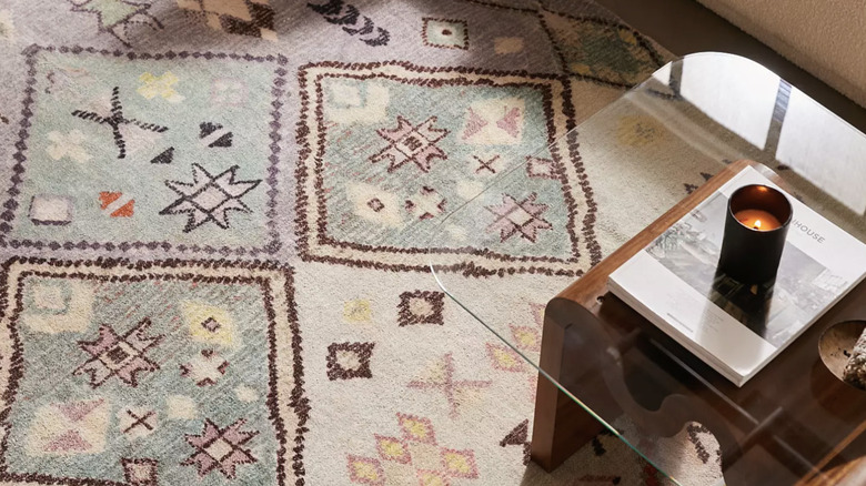 Geometric rug and coffee table combo from Urban Outfitters